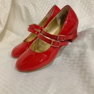 Red Girls Dress Shoes w/small heel